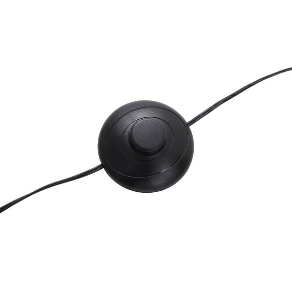 Runder schwarzer Trittschalter aus Kunststoff mit Kabel.