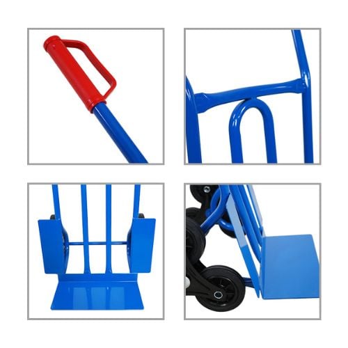PROREGAL Treppensteiger RHINO XL Schaufel HxBxT 104x60x54cm Tragkraft 250kg 3x Vollgummiräder Blau Treppensackkarre, Transportkarre