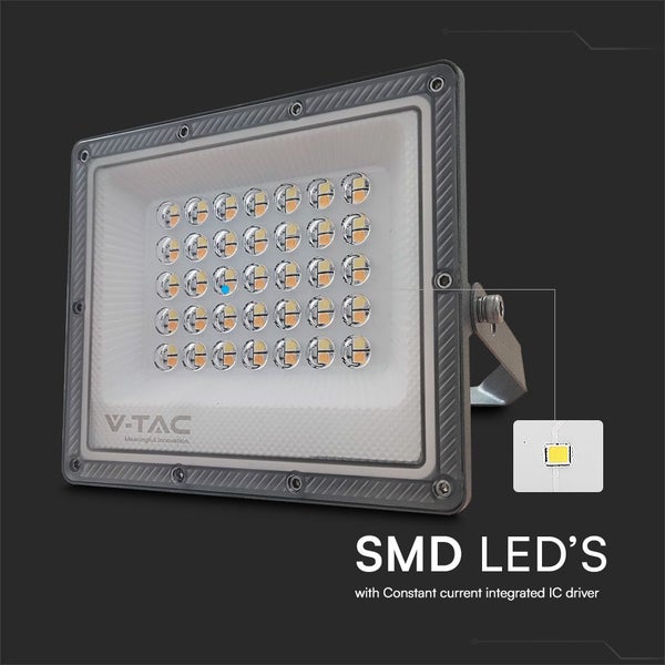 V-TAC VT-44030CCT - LED-Scheinwerfer - CCT-Serie - IP65 - Gehäuse in Grau - 30 Watt - 2350 Lumen -