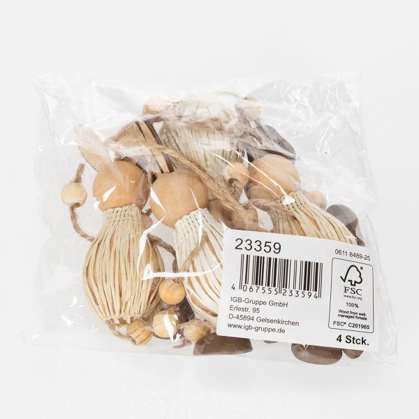 Dekorative Holzanhänger im Viererpack