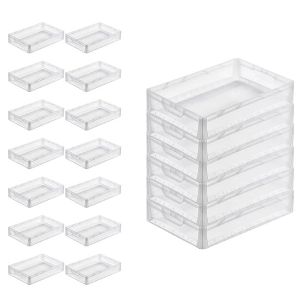 PROREGAL SuperSparSet 20x Transparenter Eurobehälter LightLine mit Offenem Griff und Auflagedeckel HxBxT 12 x 40 x 60 cm 24 Liter Eurobox