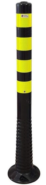 UvV Absperrpfosten flexible Poller 100cm flexibel schwarz, reflektierend, selbstaufrichtend / Flour lemon