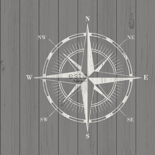 Kompassrose auf Holzstruktur