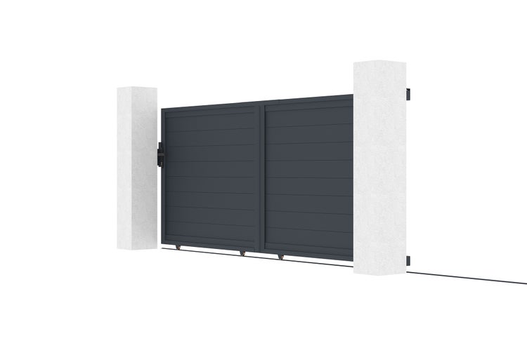 Schiebetor aus aluminium 3,5m EIGER H.160cm grau