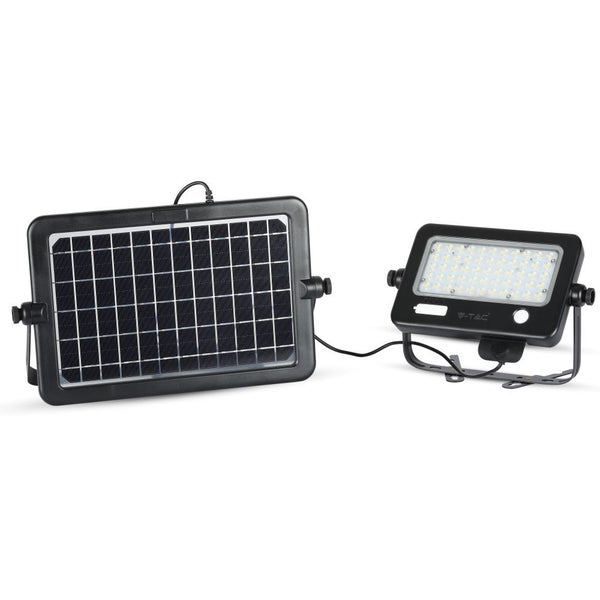 Schwarze Solar-Flutlichter - abnehmbares Twin-Pad - IP65 - 10W - 1100 Lumen - 4000K