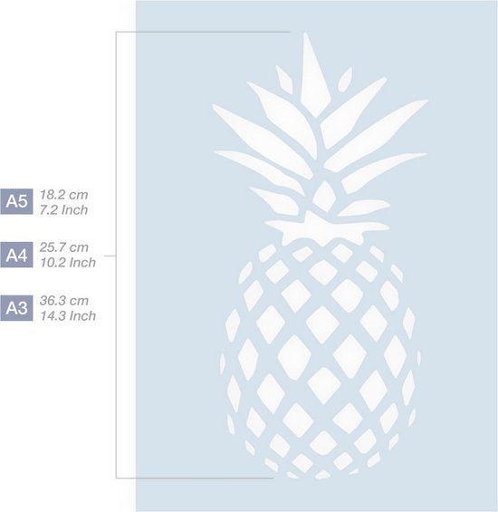 QBIX Ananas Schablone - A3 Größe - Kunststoff - Schablone