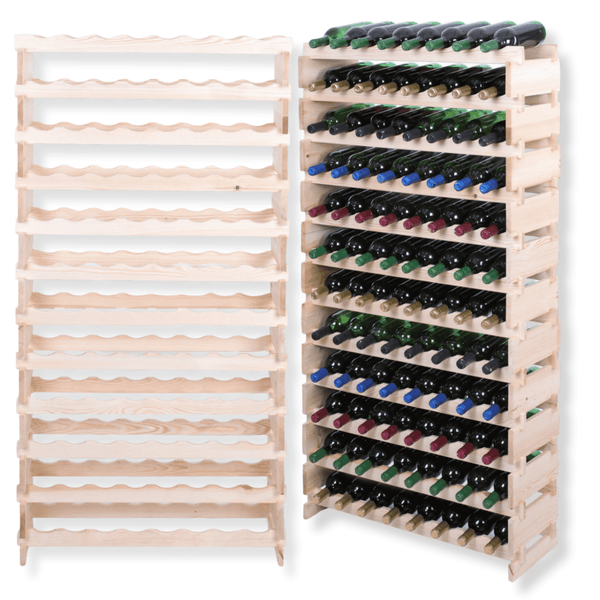 Weinregal VINOTECA FLEX PRO HxBxT 163x84x28cm 96 Flaschen auf 12 Ebenen Massives Kiefernholz Natur unbehandelt