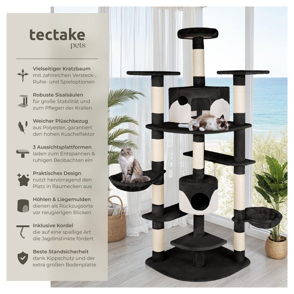 Kratzbaum tectake Nelly inklusive Spielkordel und Kippschutz 204 cm schwarz/weiß
