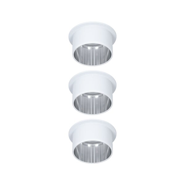 LED Einbauleuchte 3-Step-Dim Gil Coin Basisset IP44 rund 68mm Coin 3x6W 3x470lm 230V dimmbar 2700K Weiß matt, Eisen gebürstet
