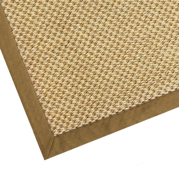 FLOORDIREKT Sisal-Teppich Tiger-Eye - aus 100% Sisal - mit Brodüre - Natur - Rand: Cappuccino - 160 x 230 cm