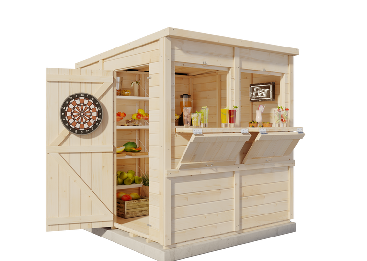 Storehaus Partyhütte Gerd M, Gartenhaus aus Holz, Holzhaus mit 12 mm Wandstärke Blockbohlenhaus, Naturbelassen 1,9x2m