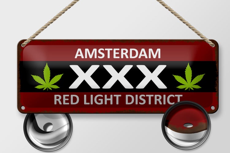 Blechschild Spruch 27x10cm Amsterdam XXX red light district Dekoration