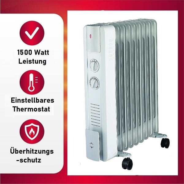 JUNG YPSOS WIN15 Ölradiator Heizung Elektrisch mit Thermostat (1,0 Watt, Raumgröße: 15 m²)