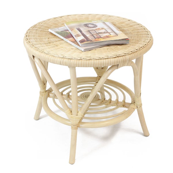 FRANK FLECHTWAREN | Rattantisch Bright, Ø 62 x 52 cm, nur für den Innenbereich geeignet, RATTAN