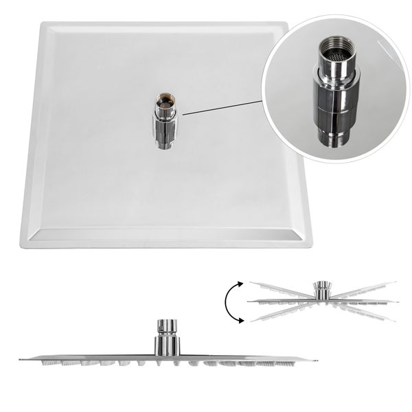 Regenduschkopf tectake  1/2 Zoll Gewinde aus poliertem Edelstahl mit Spiegeleffekt silber