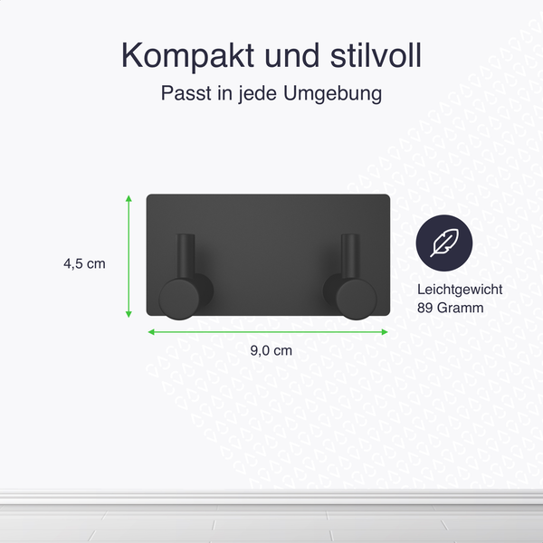 EAVY Hakenleiste Edelstahl Schwarz Selbstklebend