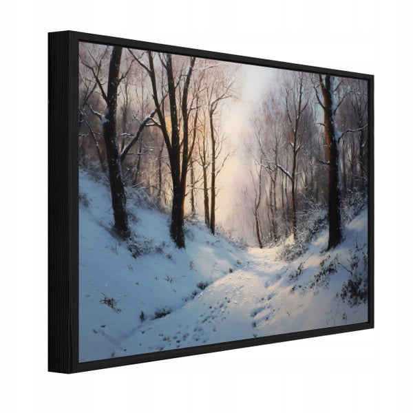 Gemälde mit Winterlandschaft in einem Rahmen