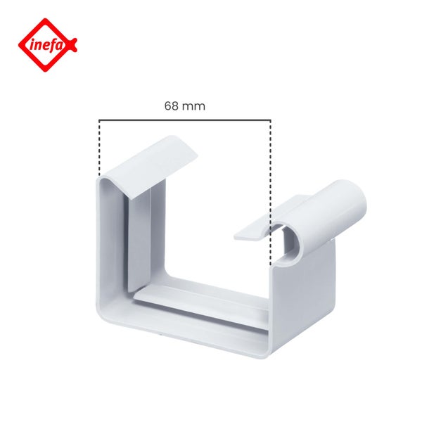Inefa Logo; Dachrinnenhalter aus Kunststoff für Kastenrinne, Breite 68 Millimeter.