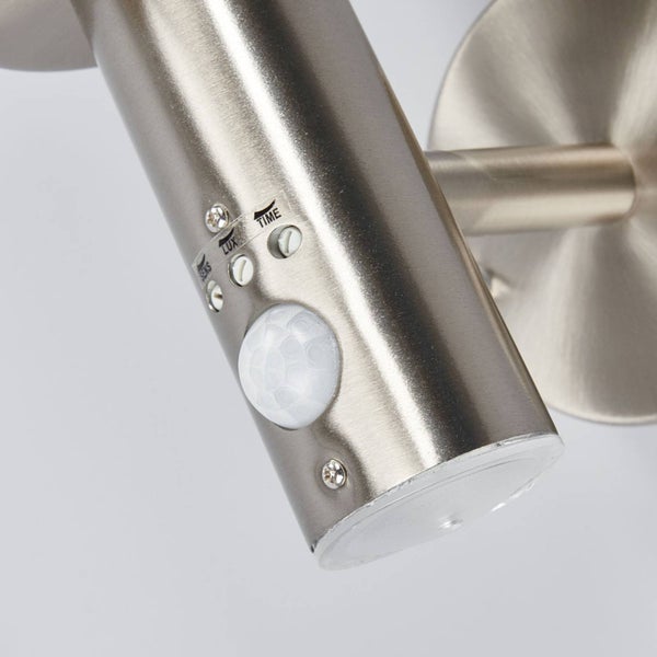 Lindby Edelstahl Wandlampe mit Bewegungsmelder, Wandleuchte aussen Außenleuchte IP44 Außenlampe 1x E27 ohne Leuchtmittel Außenwandleuchten Garten