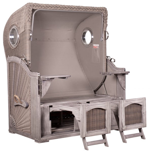 Strandkorb Rantum Mahagoni washed grey PE koboo grey Dessin 586