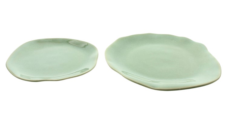 FRANK FLECHTWAREN|Teller Organic, 2er Set, 22 x 20 cm, 27 x 24 cm, PORZELLAN