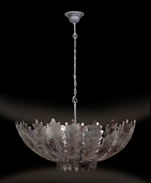 Vintage Barock Hängelampe Silber, Rustikaler Metall-Kronleuchter 23 cm | Wohnzimmer Esszimmer Leuchte