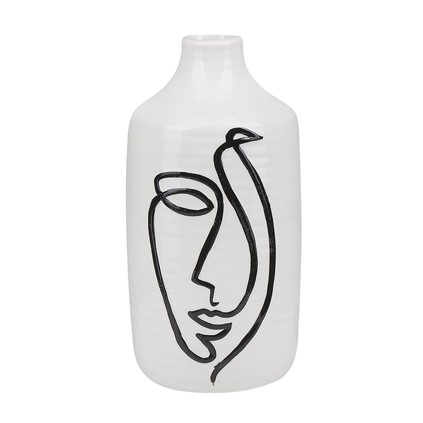Blumenvase AENUS Steinzeug 22 cm Weiß