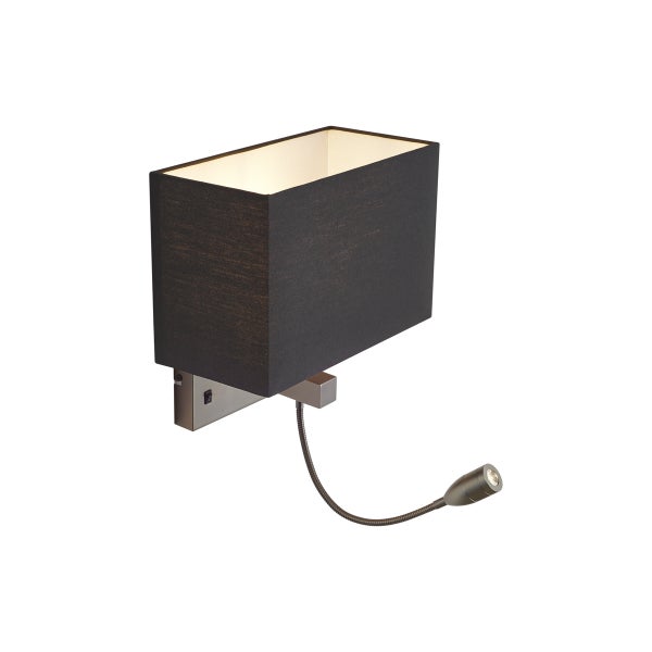 Wandleuchte mit Stoffschirm und integrierter flexibler LED Leselampe