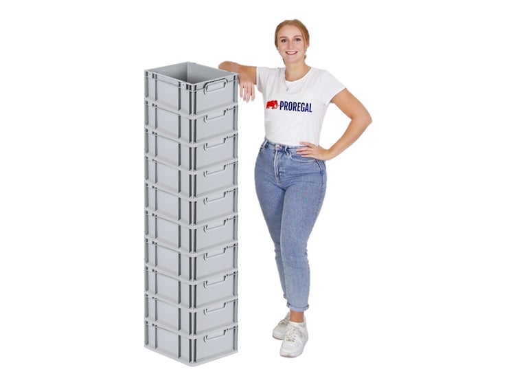 PROREGAL Spar Set 10x Eurobox Nextgen Economy Griffe Geschlossen HxBxT 17 x 30 x 40 cm 16 Liter Eurobehälter Transportbox Transportbehälter