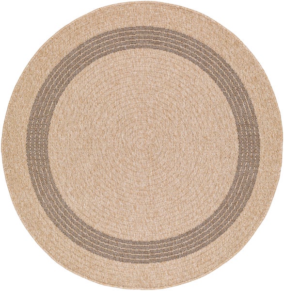 Runder In-/Outdoor-Teppich mit Jute-Look Beige/Schwarz Ø 160 cm RHONDA