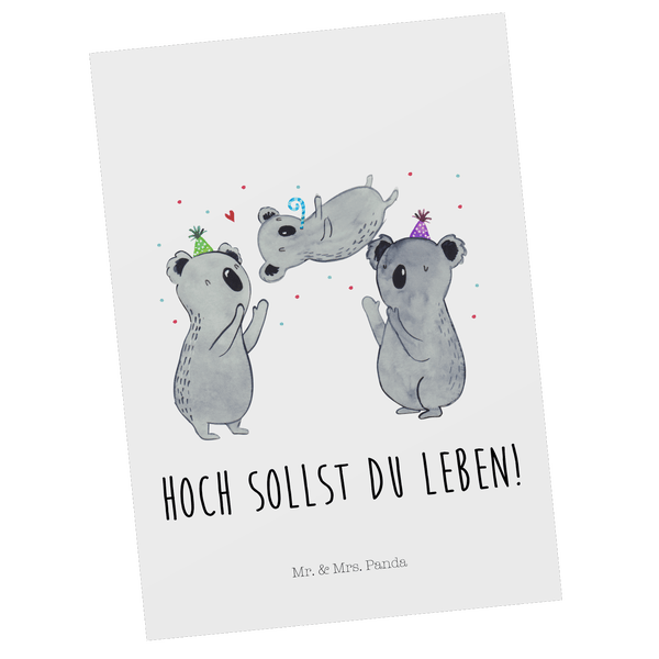 Mr. & Mrs. Panda Postkarte Koalas Geburtstag - Weiß