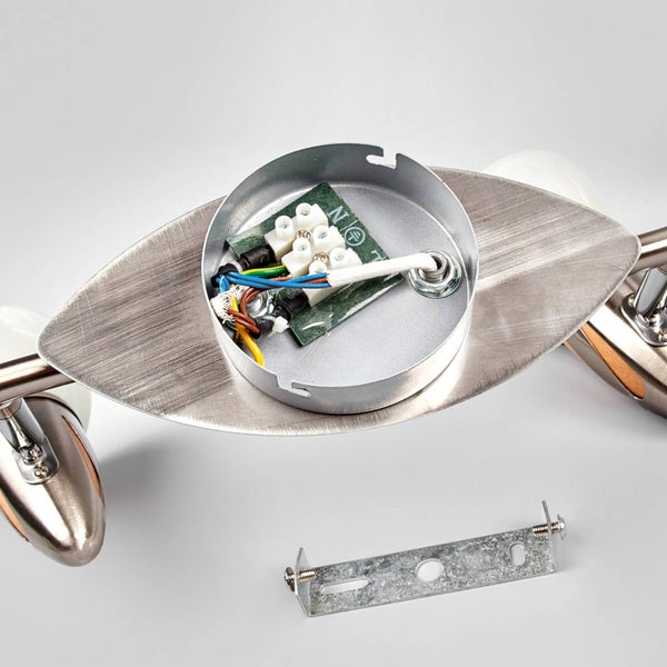 Deckenleuchte mit offenem Anschlusskasten und Montagebügel