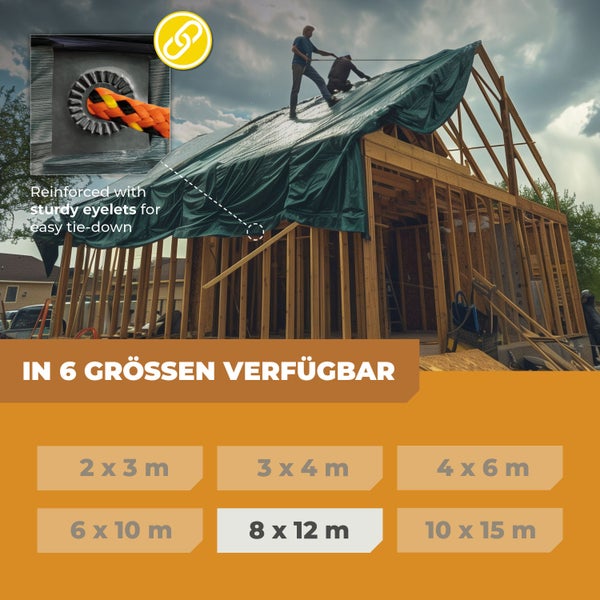 Abdeckplane in Grün 90g/m² 8x12m