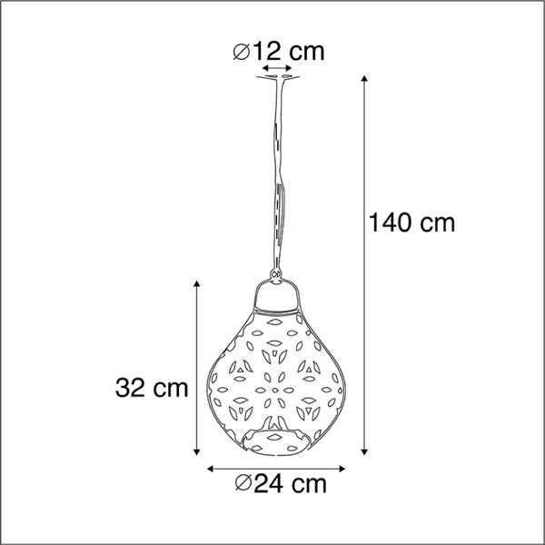Technische Zeichnung einer Hängeleuchte mit Maßangaben