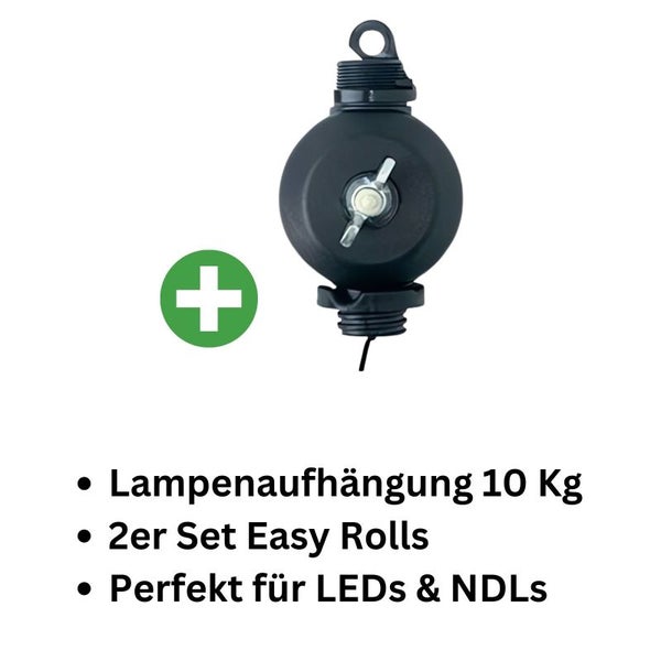 Easy Rolls Lampenaufhängung 2er Set – stufenlos verstellbar für Growlampen bis 10 kg