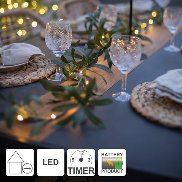 Tischdekoration mit LED Lichterkette, Timerfunktion und Batteriebetrieb