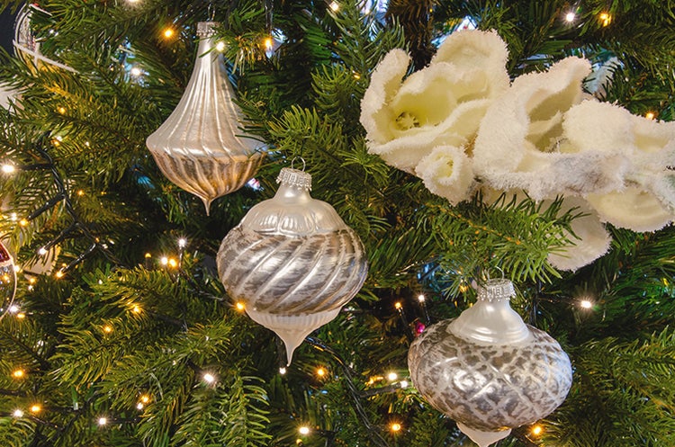 Glasfigurensortiment Barock Weiß/Silber Glanz (Barocke Weihnacht), 6-teilig, 11-13cm, 6 Stck., Weihnachtsbaumkugeln, Christbaumschmuck, Weihnachtsbaumanhänger