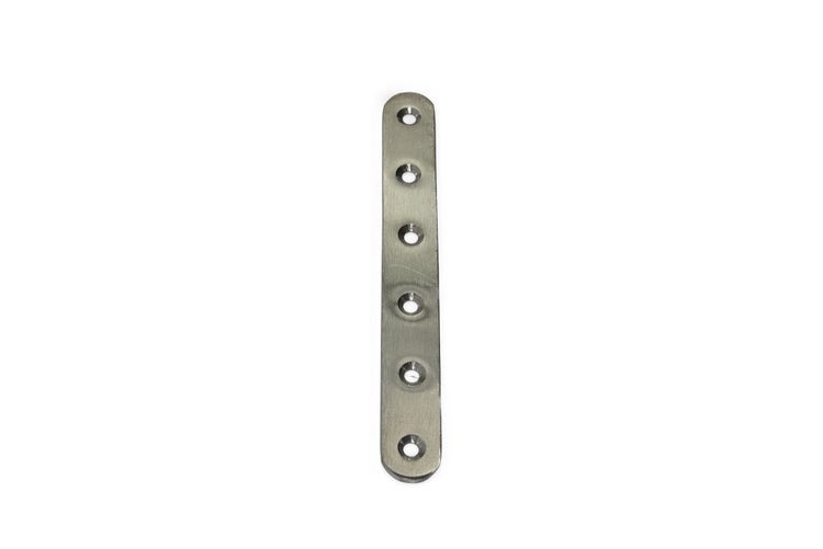 Flachverbinder aus Metall mit sechs Schraublöchern zur stabilen Verbindung von Holzelementen.