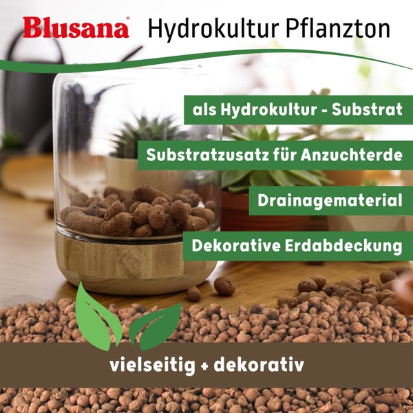 Blusana Blähton 10l Pflanzsubstrat für Hydrokultur Ton-Granulat Körnung 2-4 mm Pflanzton Drainagematerial & Bodenauflockerung