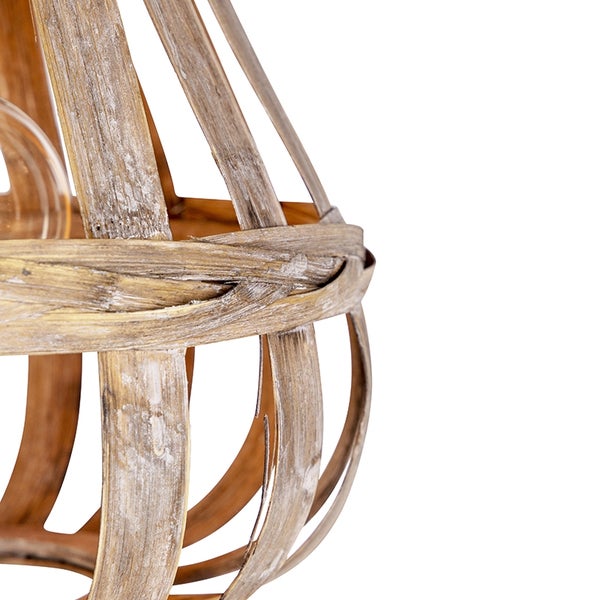 Ländliche Pendelleuchte Holz mit Seil 34cm - Excalibur