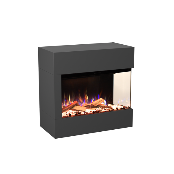 Glow Fire Elektrokamin 'Portia Mini Rechtsoffen| LED Standkamin in grau mit Heizung (1500 W) | HxBxT: 90 x 86,7 x 45 cmcm