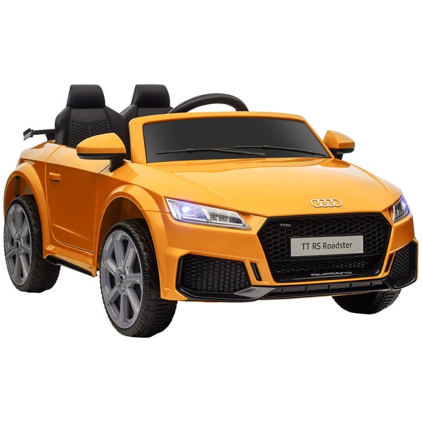 HOMCOM Kinder Elektroauto, 12V, mit 2,4 G Fernbedienung, Audi, mit Scheinwerfer, MP3-Anschluss, bis 3 km/h, für Kinder 3-5 Jahre, 102L x 60B x 44H cm, Kunststoff, Eisen, Gelb