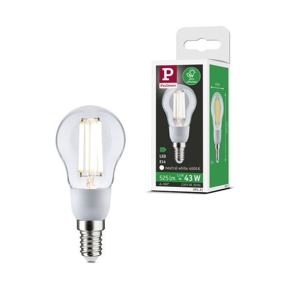 Eco-Line Filament 230V LED Tropfen E14 1er-Set 100 mm 525lm 2,5W 3000K Klar