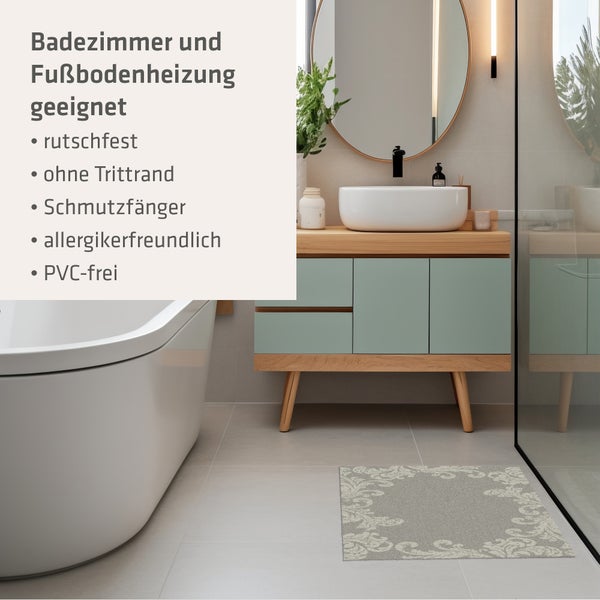 Akzente Feel Badematte mit Motiv in Grau Fußmatte 50 x 70 cm, rutschfest, saugfähig