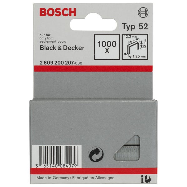 Bosch Flachdrahtklammer Typ 52, 12,3 x 1,25 x 12 mm -2609200207