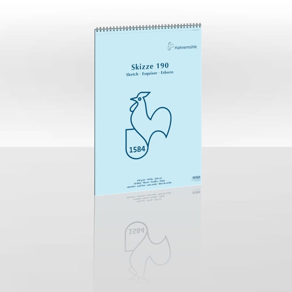 Hahnemühle Skizzenblock Skizze 190, Format DIN A2, 190 Gramm pro Quadratmeter, 50 Blatt, säurefrei, mit Spiralbindung.