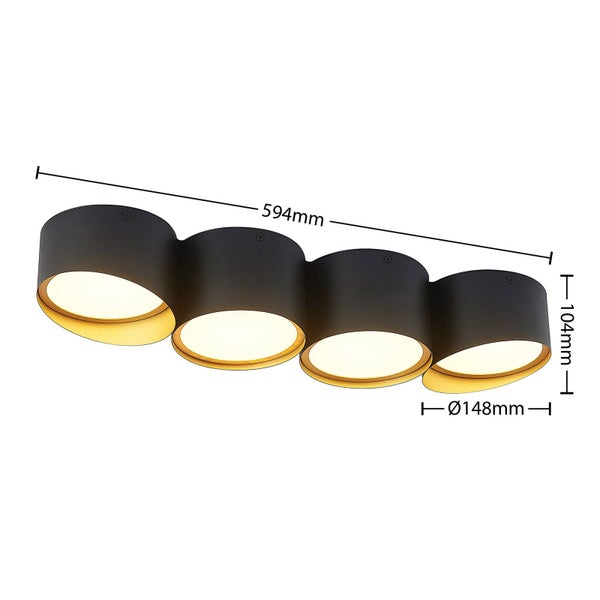 Lindby Deckenlampe Kianush (Modern) in Schwarz aus Metall (4 flammig, GU10 ) - Deckenleuchte Lampe Wohnzimmerleuchte