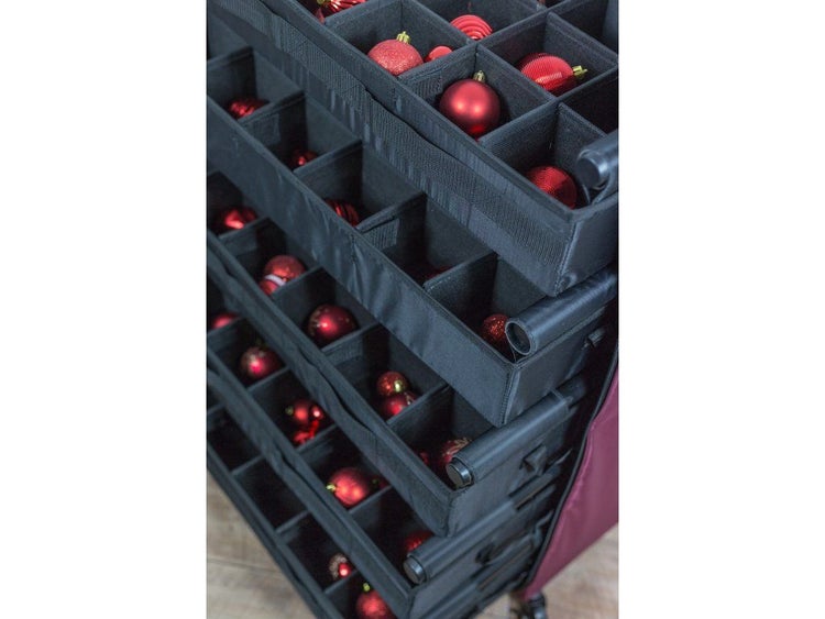 Aufbewahrungsbox mit herausnehmbaren Trennwänden zur organisierten Lagerung von Weihnachtskugeln und Dekoration