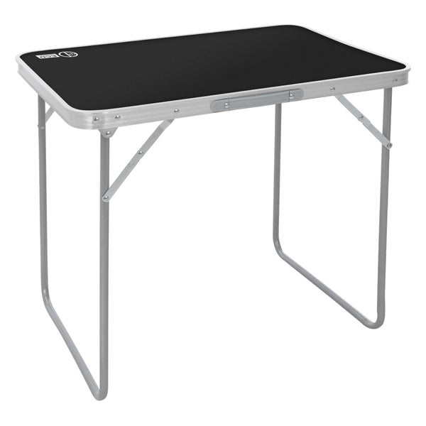 ECD Germany Alu Campingtisch Klapptisch 70x50x60 cm, Schwarz, MDF-Platte, klappbar, tragbar, leicht, Falttisch für Picknick, Camping Koffertisch mit Griff, Gartentisch Reisetisch Balkontisch Esstisch