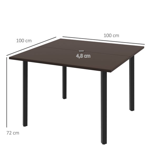 Outsunny Beistelltisch, 100L x 100B x 72H cm, Stahl, braun